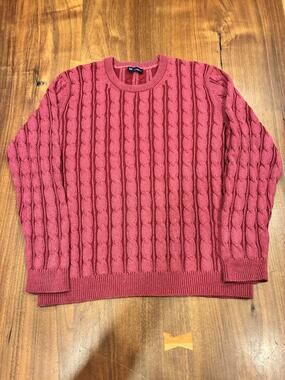 GAP Sweater Men’s Sz L Red Chunky knit ribbed crewneck Cotton Y2K 90s Vintage